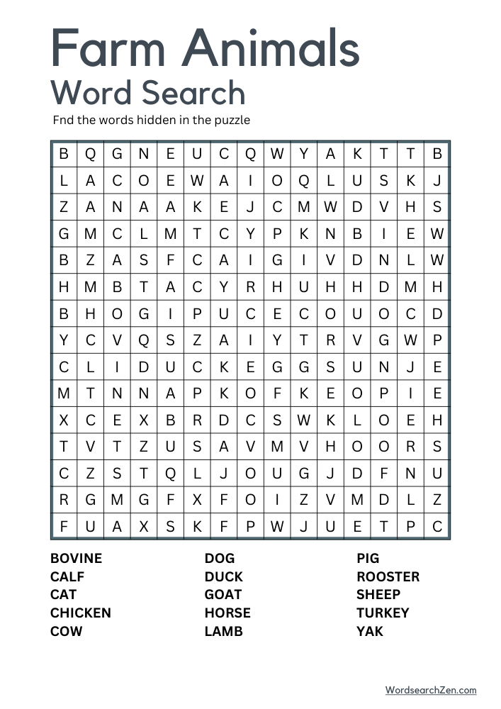 Farm-Animals-Word-Search