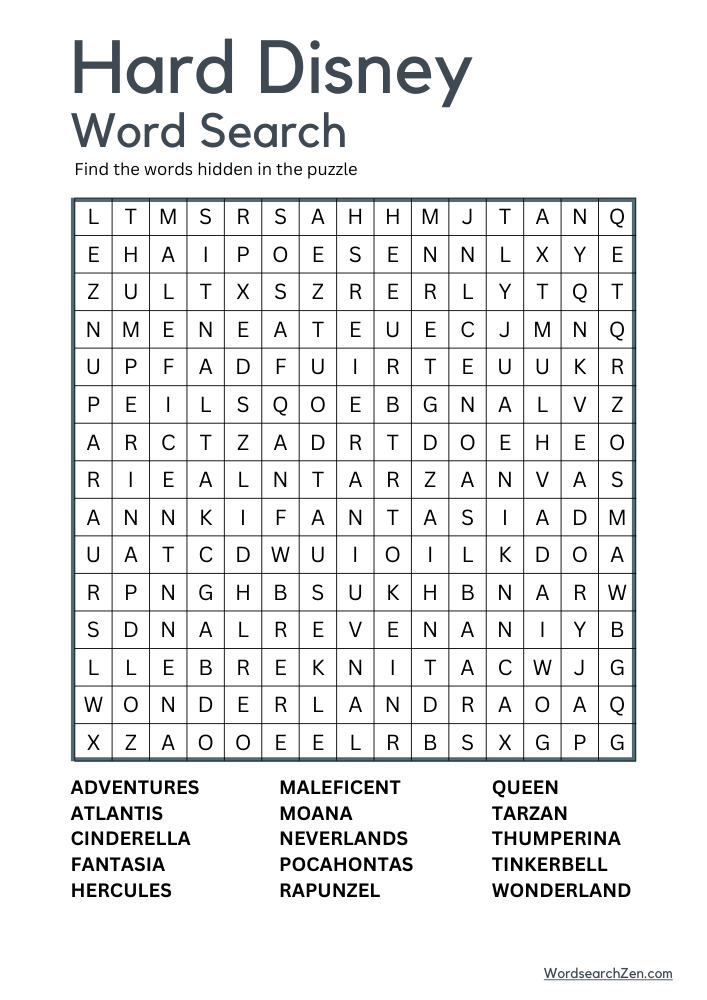 Hard-Disney-Word-Search