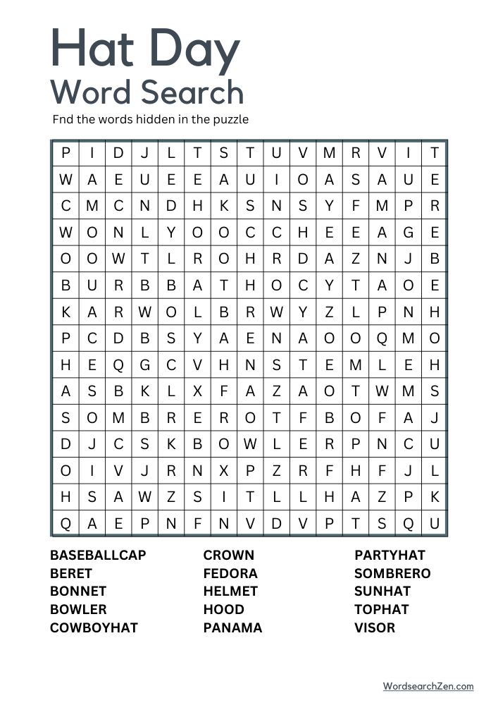 Hat-Day-Word-Search