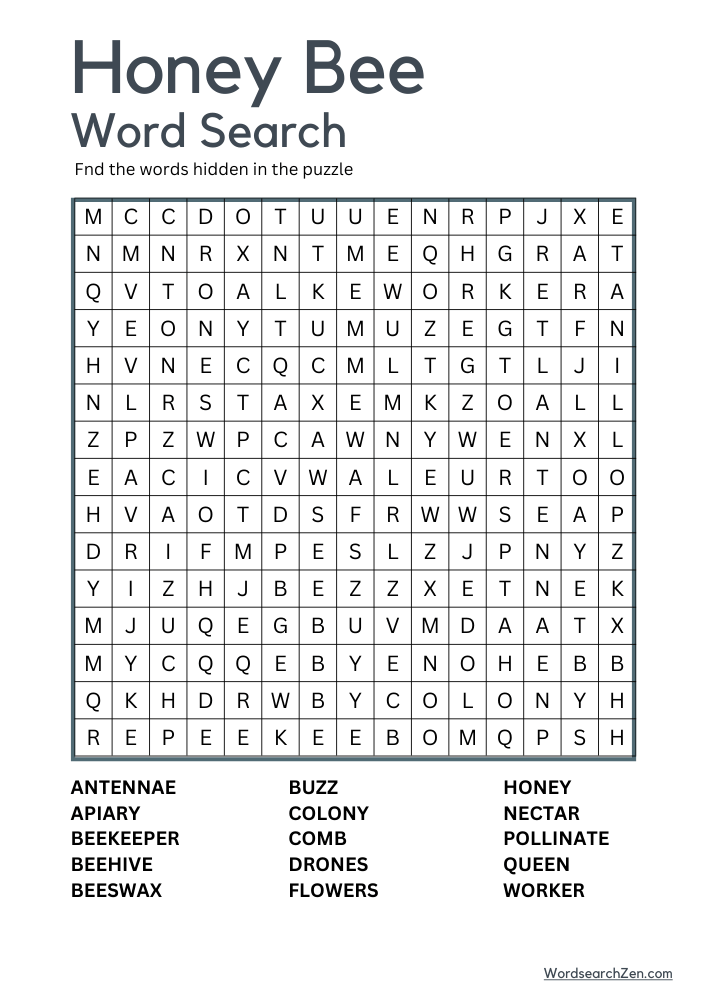 Honey-Bee-Word-Search