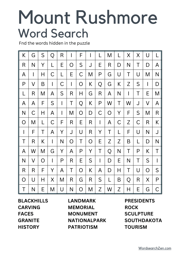 Mount-Rushmore-Word-Search