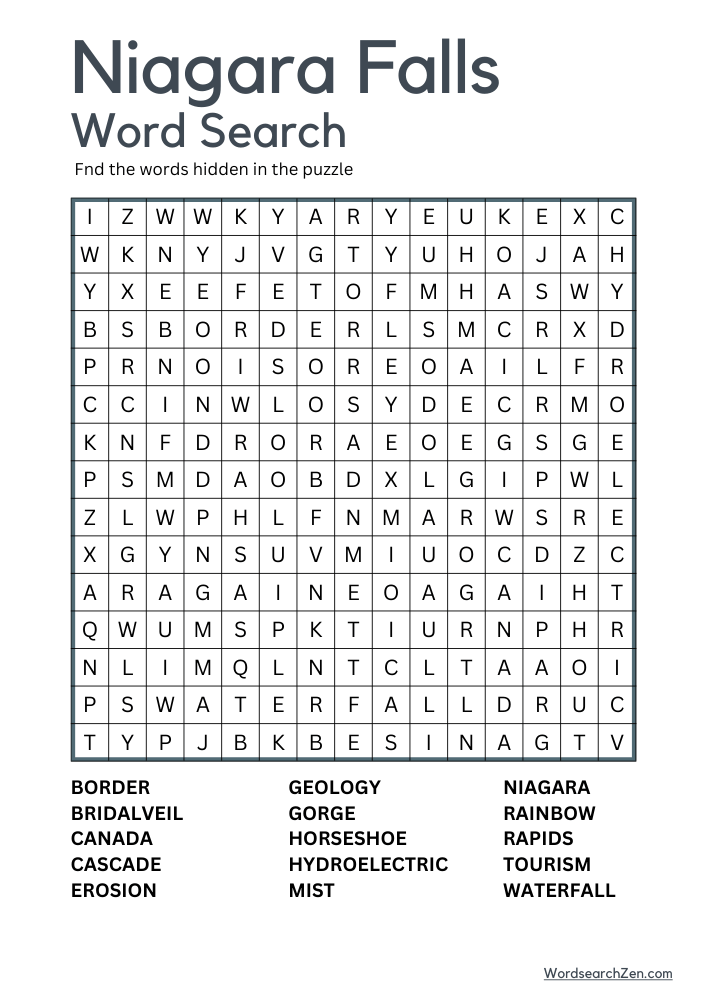 Niagara-Falls-Word-Search