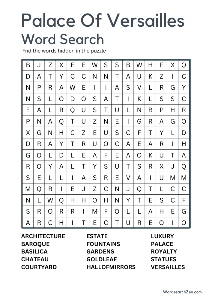 Palace-Of-Versailles-Word-Search