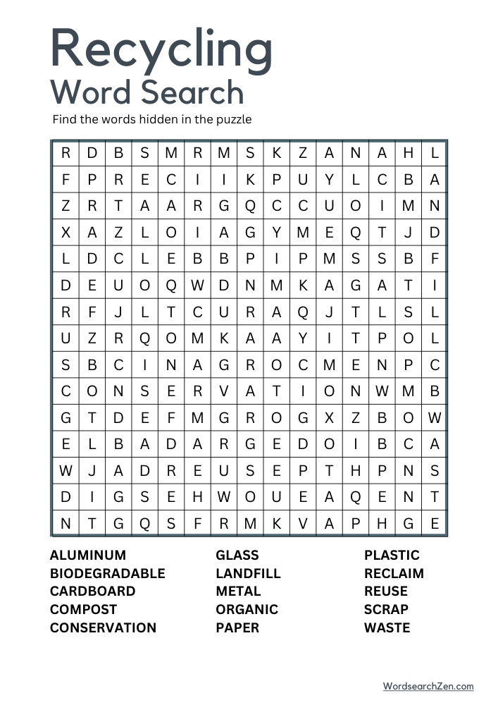 Recycling-Word-Search