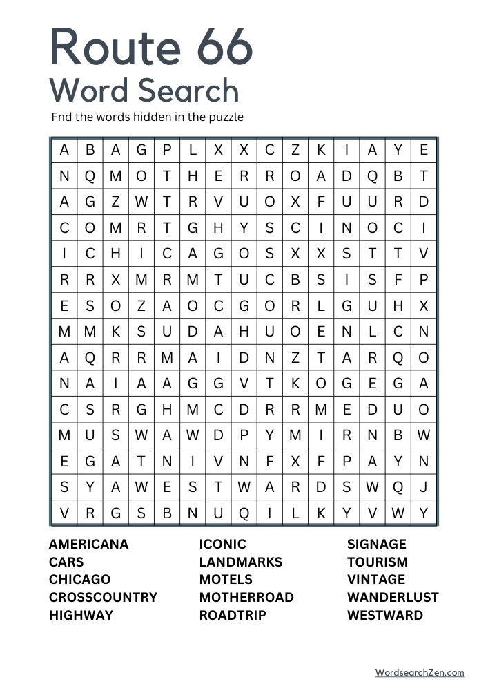 Route-66-Word-Search