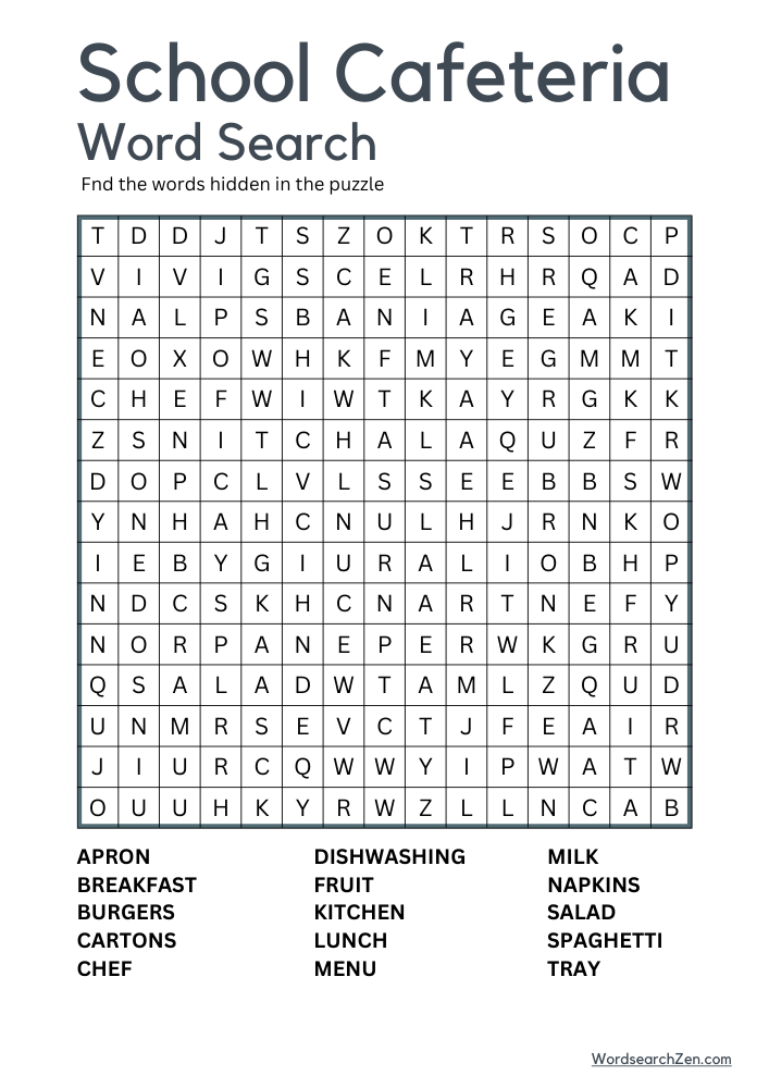 School-Cafeteria-Word-Search