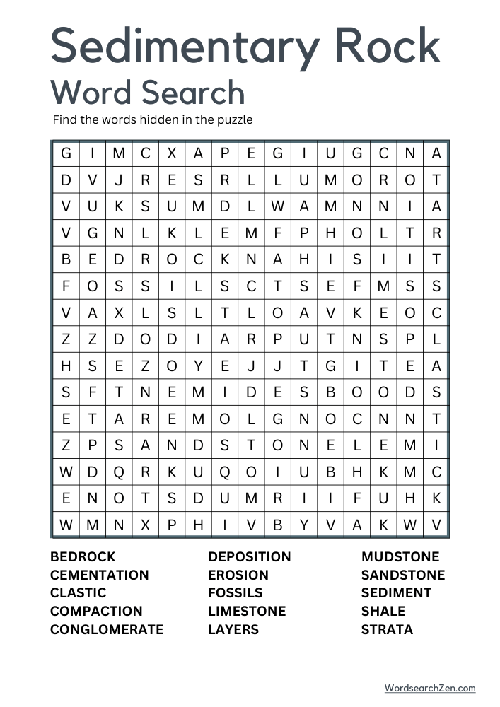 Sedimentary-Rock-Word-Search