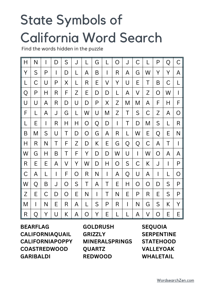 State-Symbols-of-California-Word-Search