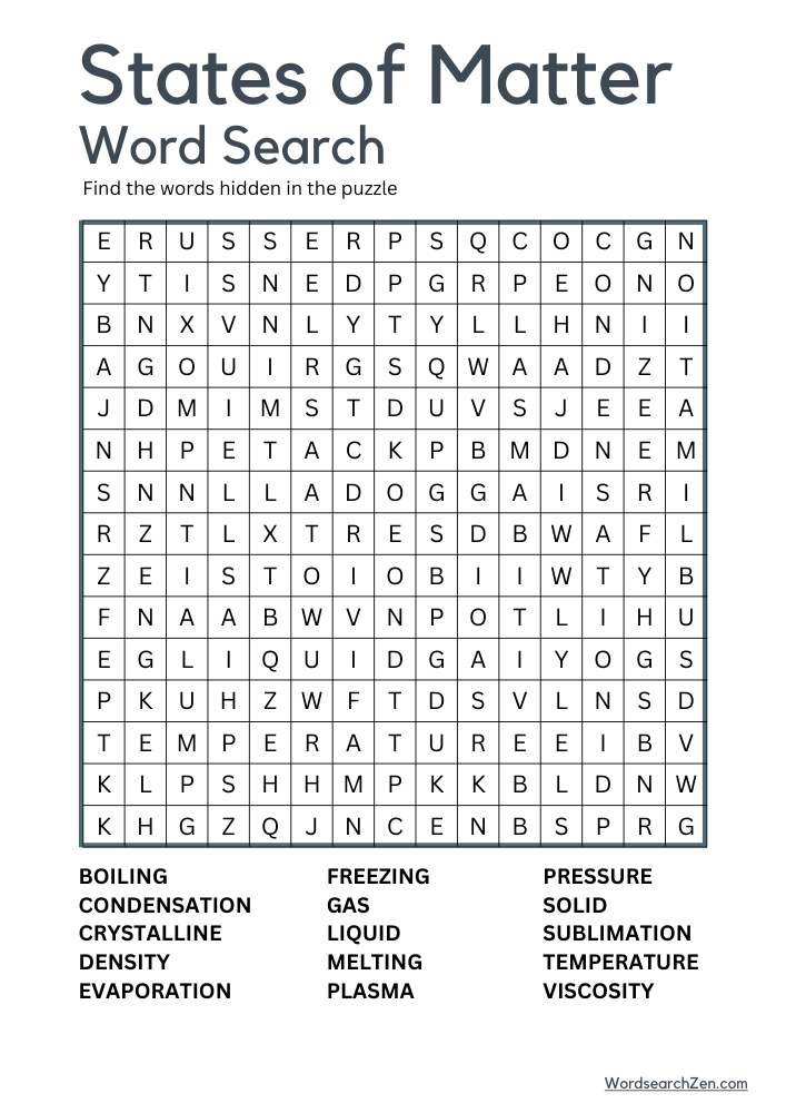 States-Of-Matter-Word-Search