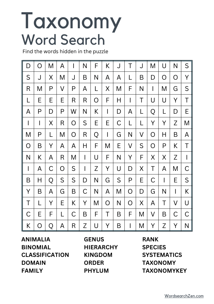 Taxonomy-Word-Search