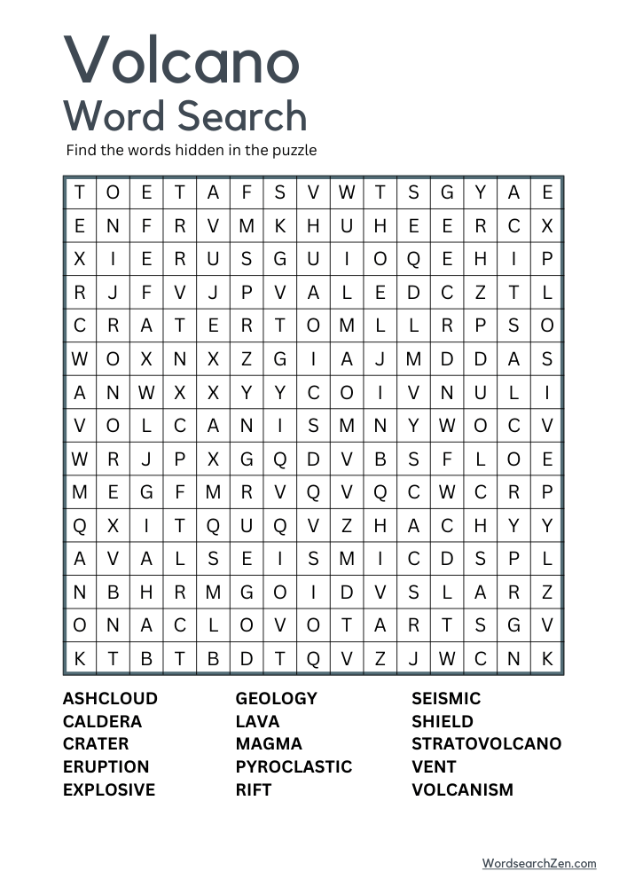 Volcano-Word-Search