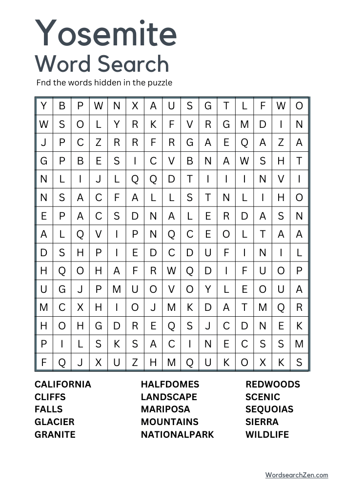 Yosemite-Word-Search