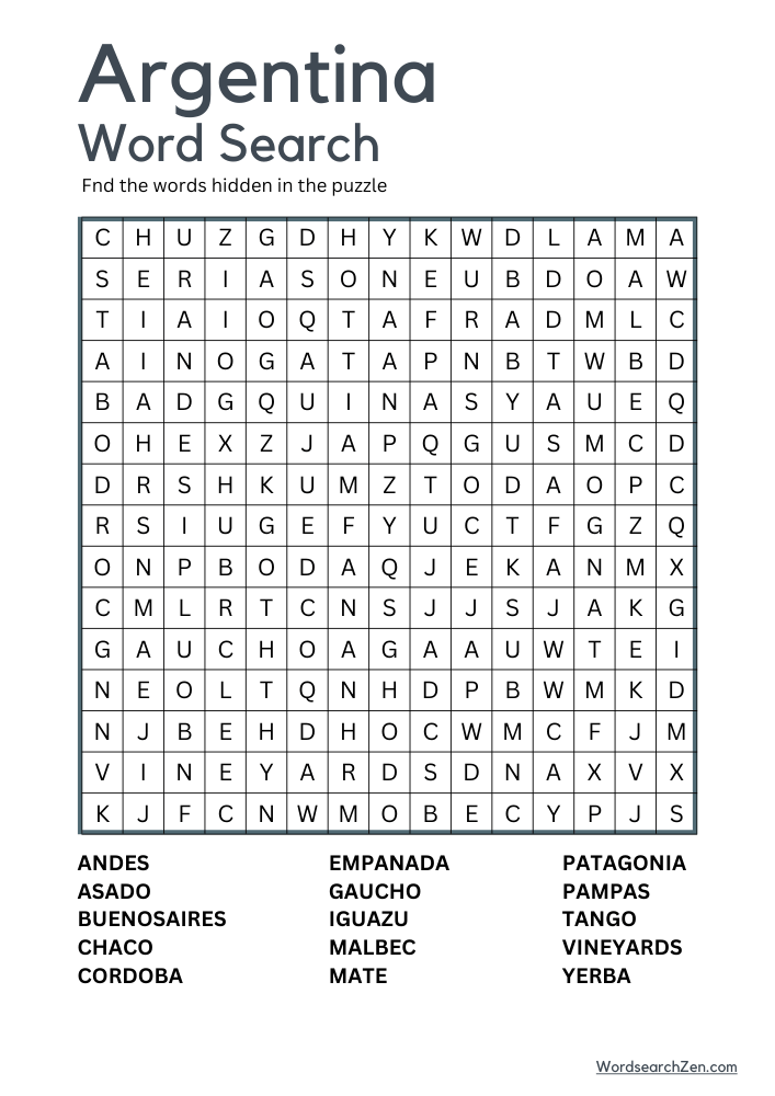 Argentina-Word-Search