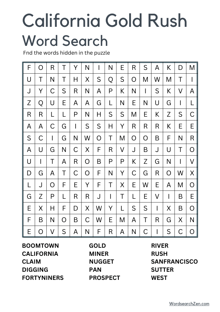 California-Gold-Rush-Word-Search