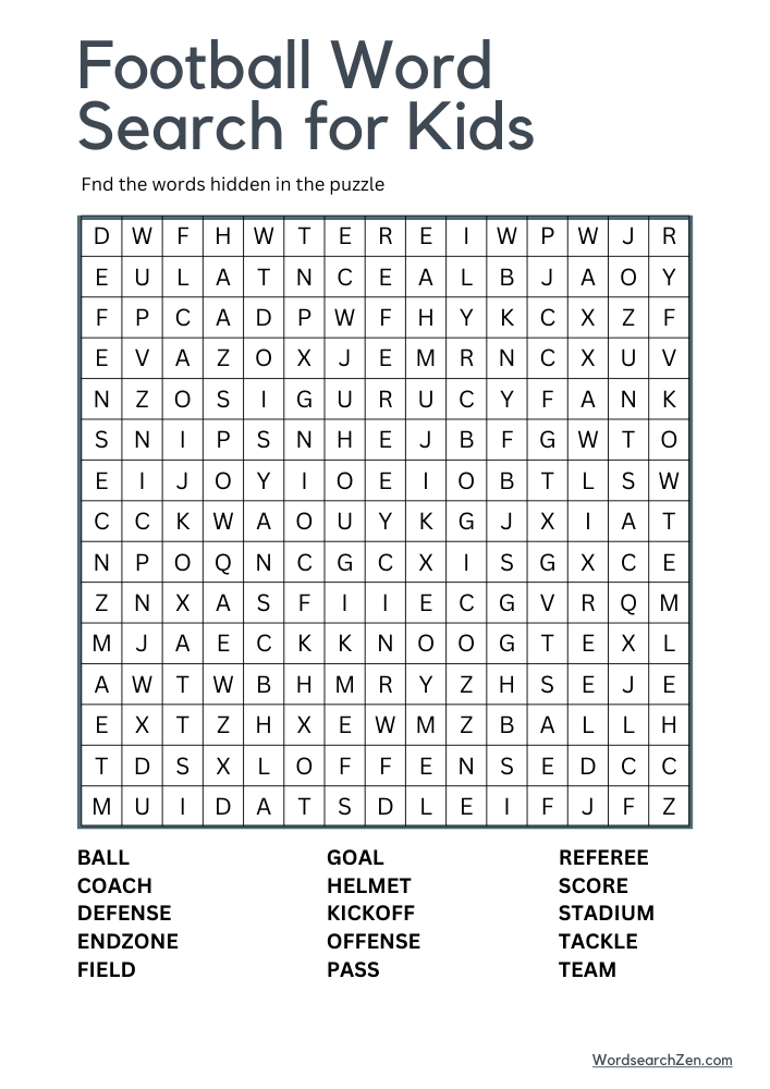 Football Word Search for Kids-Word-Search