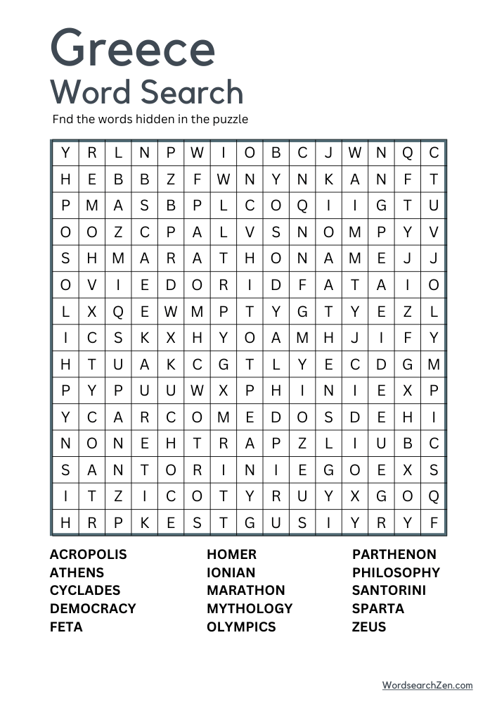 Greece-Word-Search