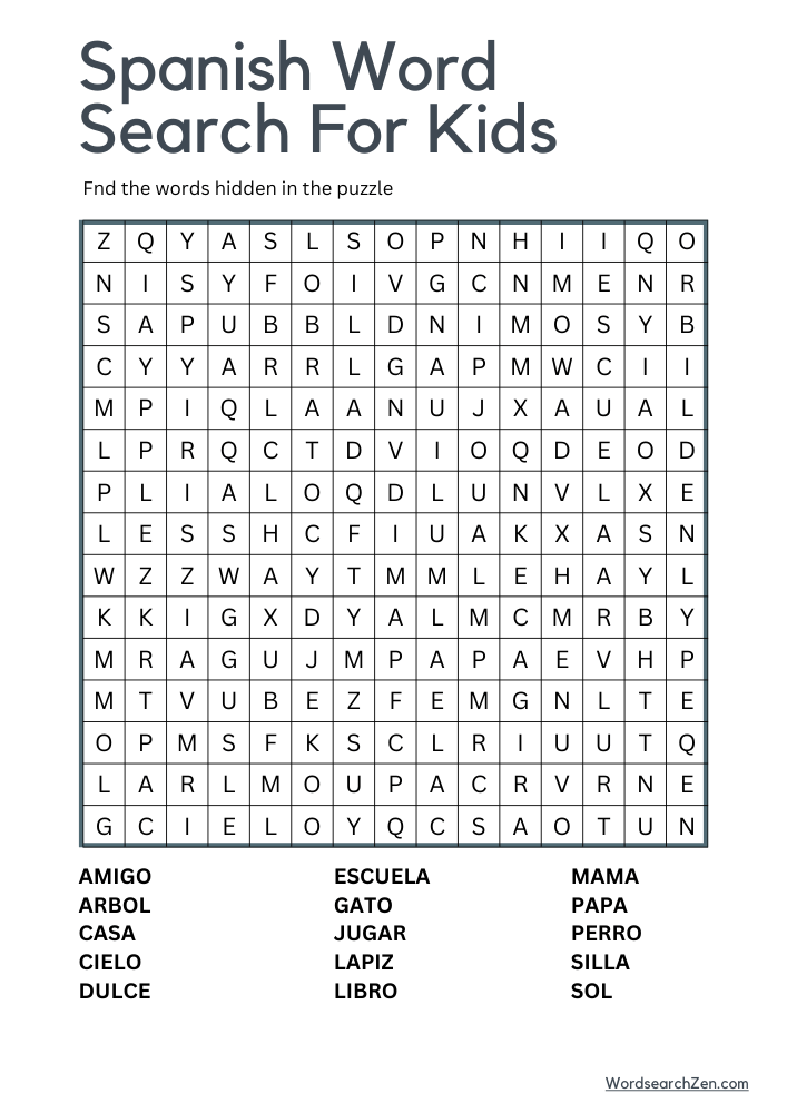 spanish word search for kids