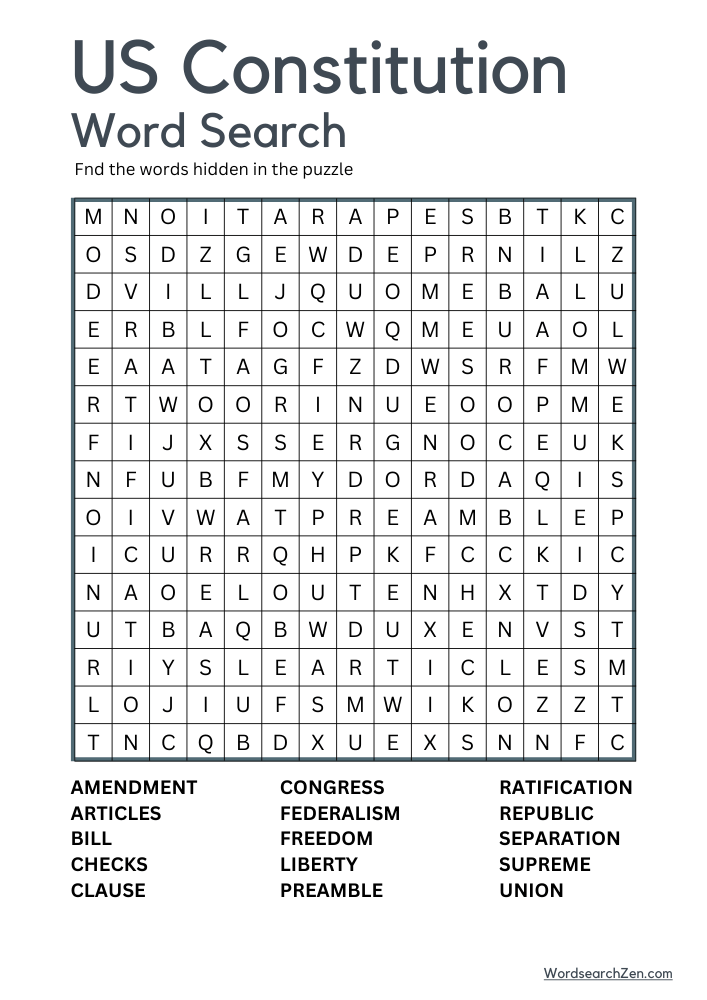 US-Constitution-Word-Search