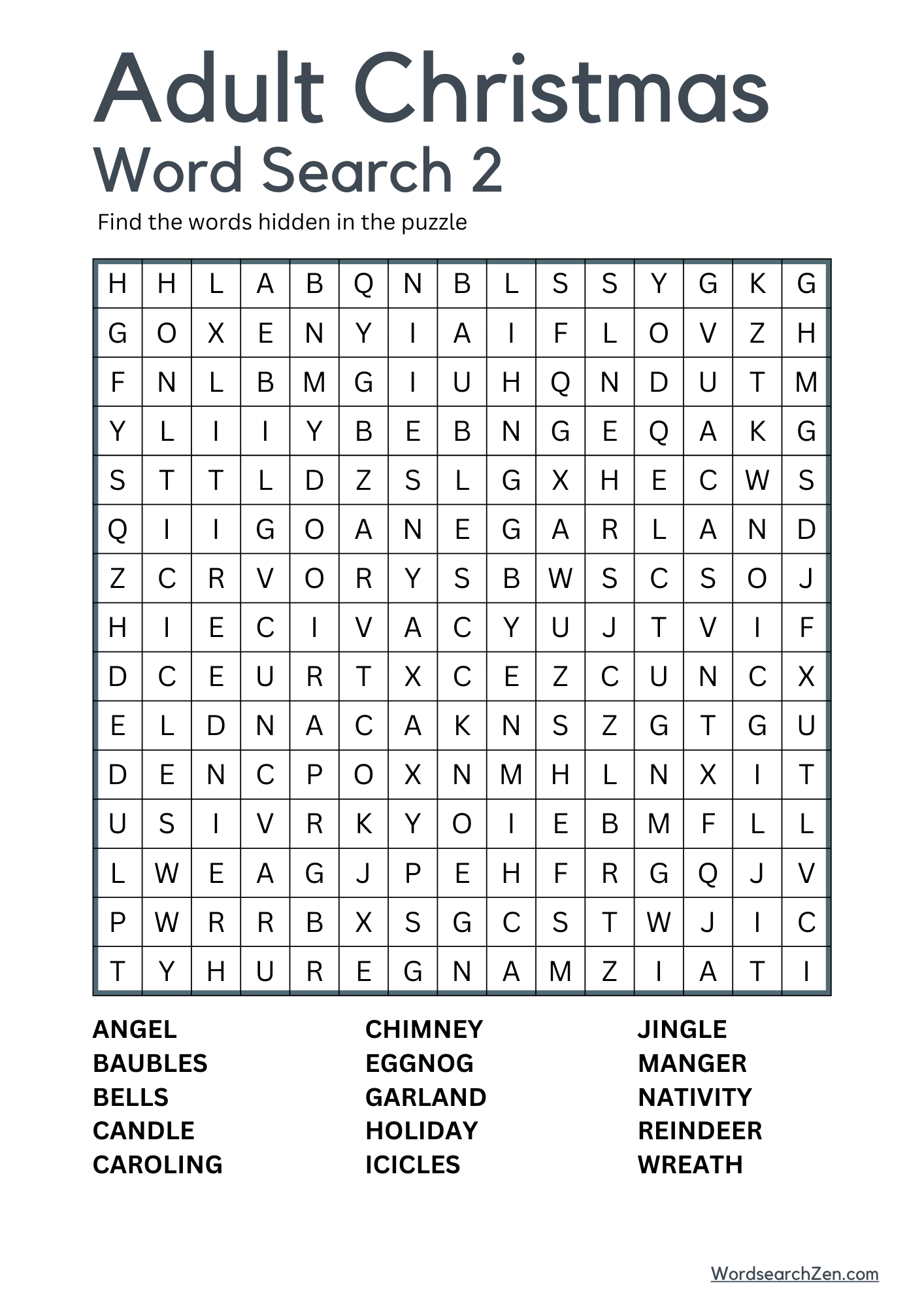 Adult Christmas Word Search 2 Adult Christmas Word Search 2