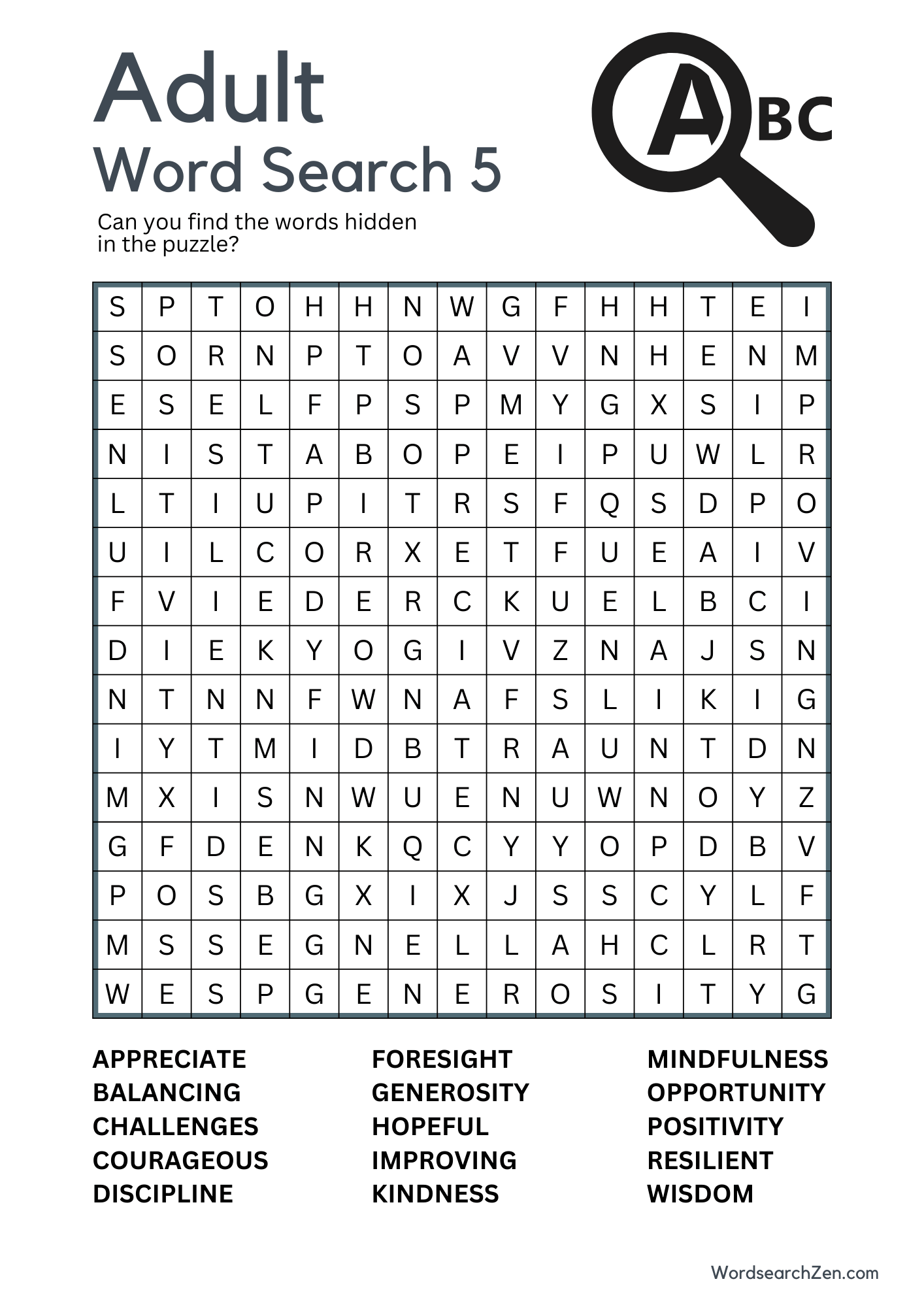 Adult Word Search 1-5