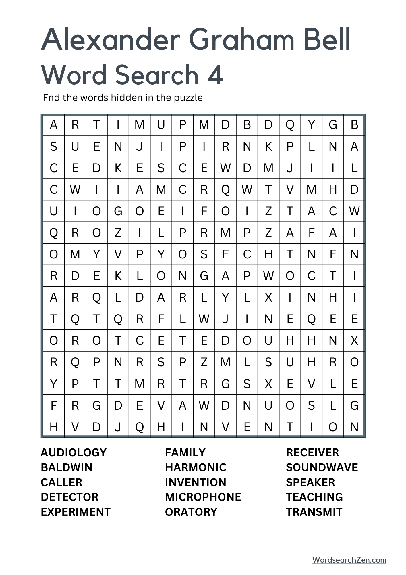 Alexander Graham Bell Word Search 4