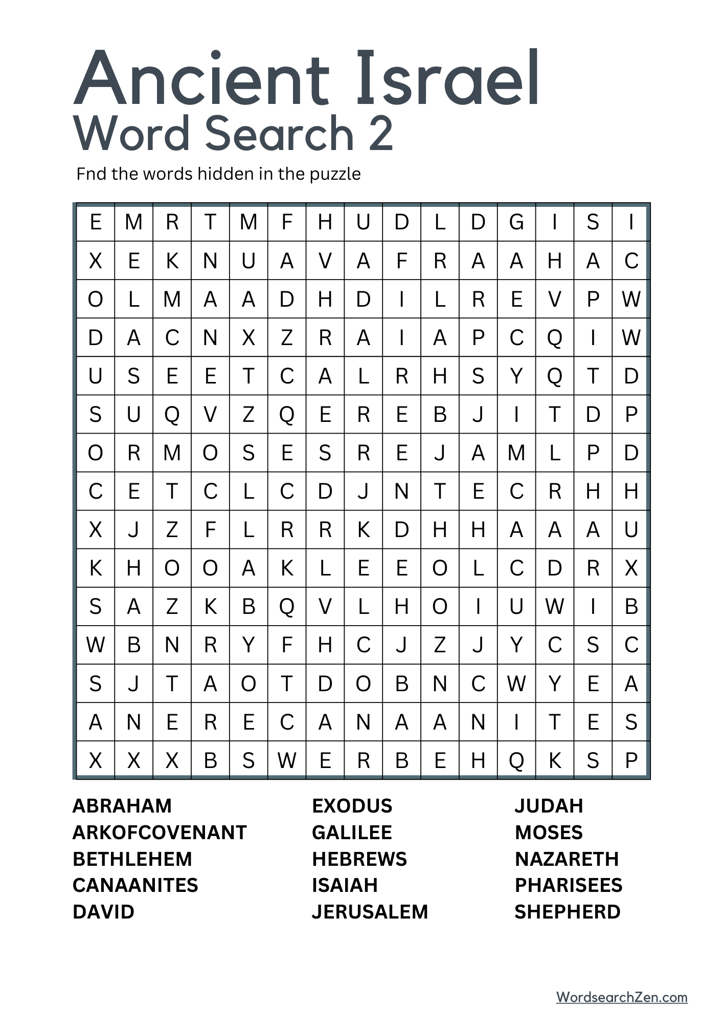 Ancient Israel Word Search 2