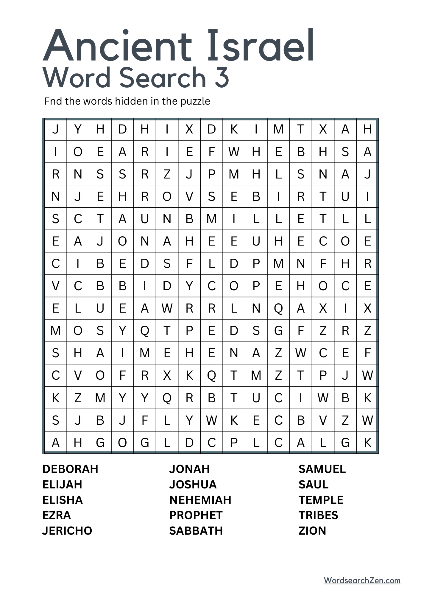Ancient Israel Word Search 3