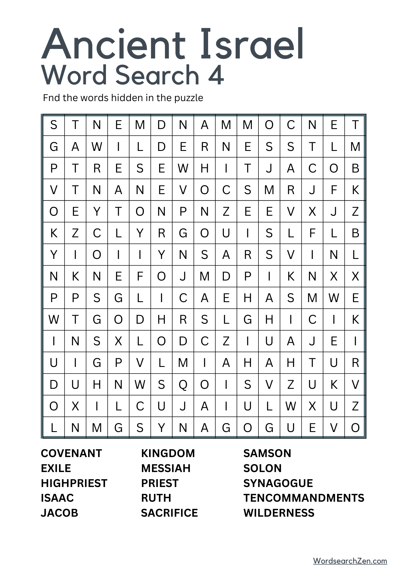 Ancient Israel Word Search 4