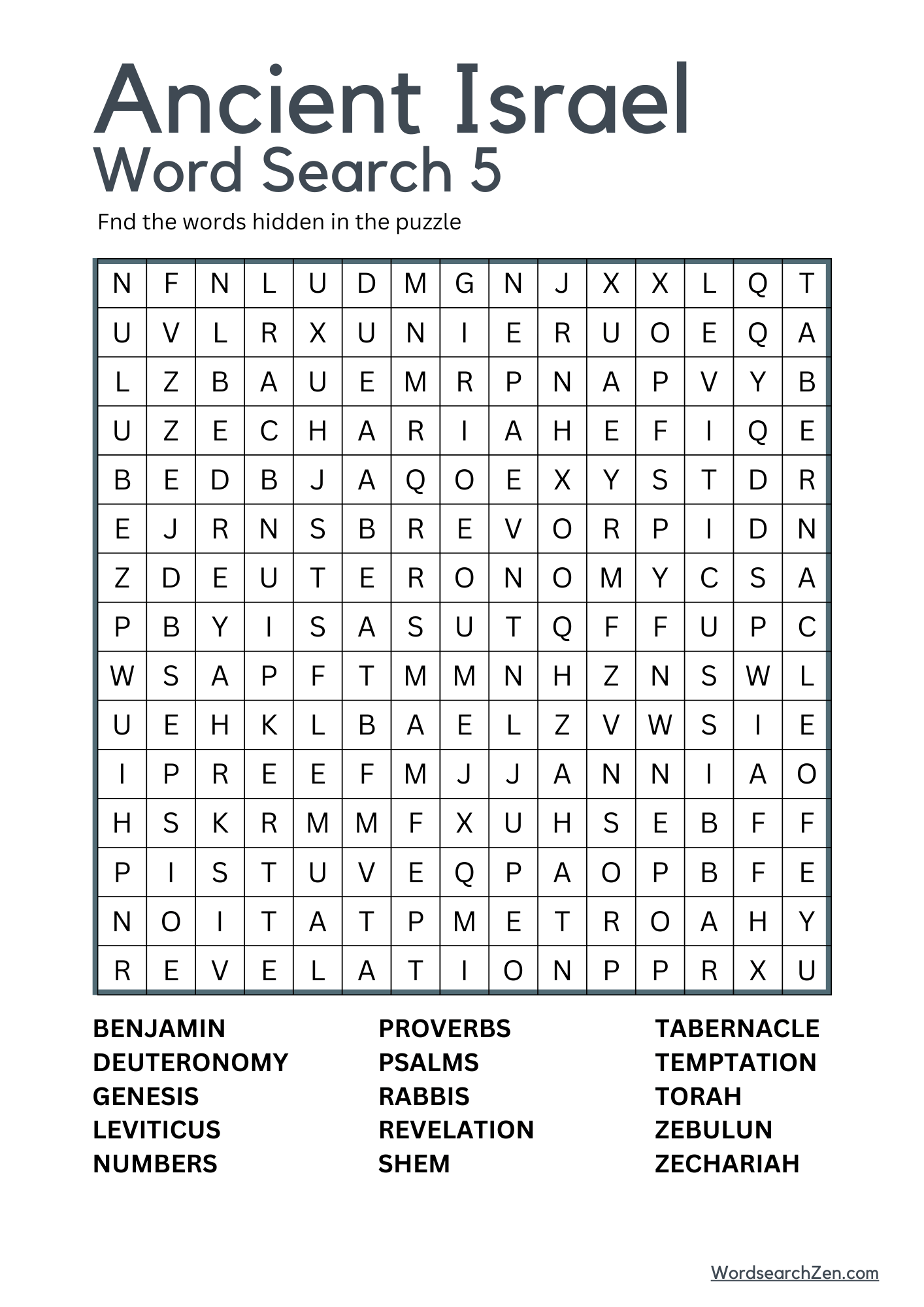 Ancient Israel Word Search 5