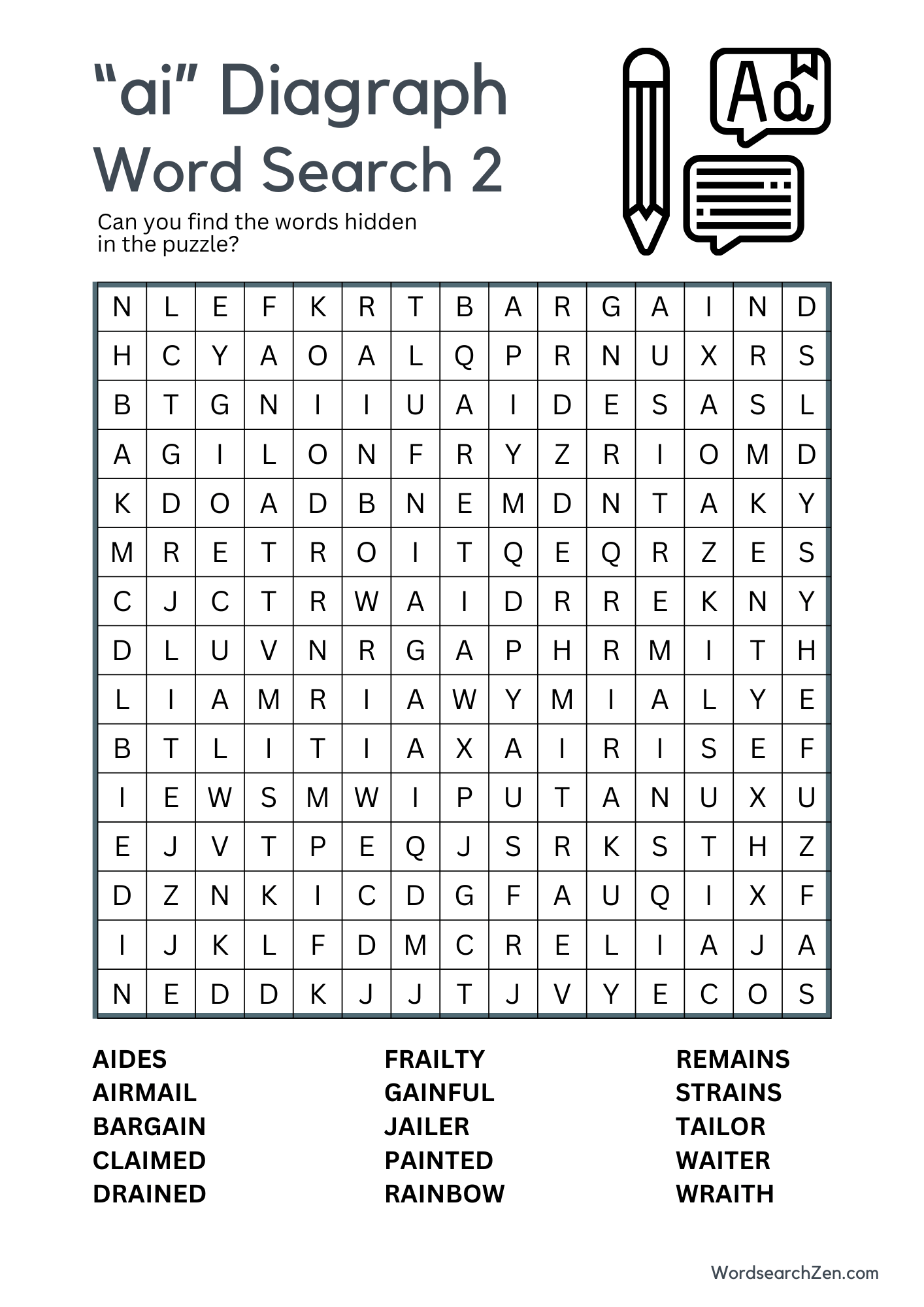 ai Diagraph Word Search 2