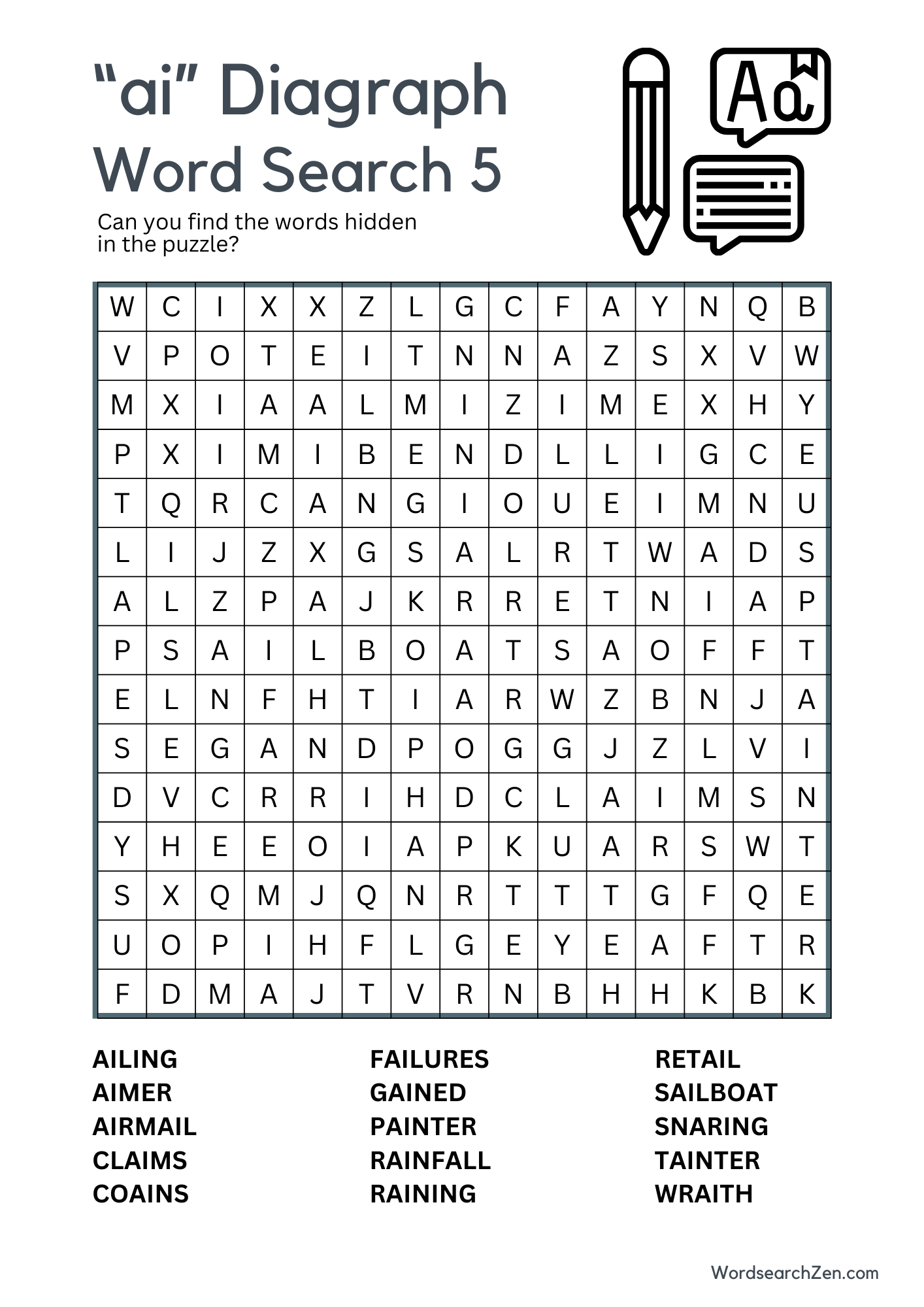 ai Diagraph Word Search 5