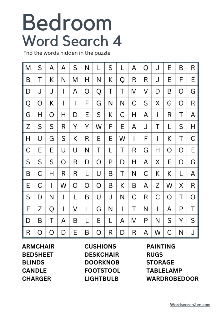 Bedroom Word Search 4