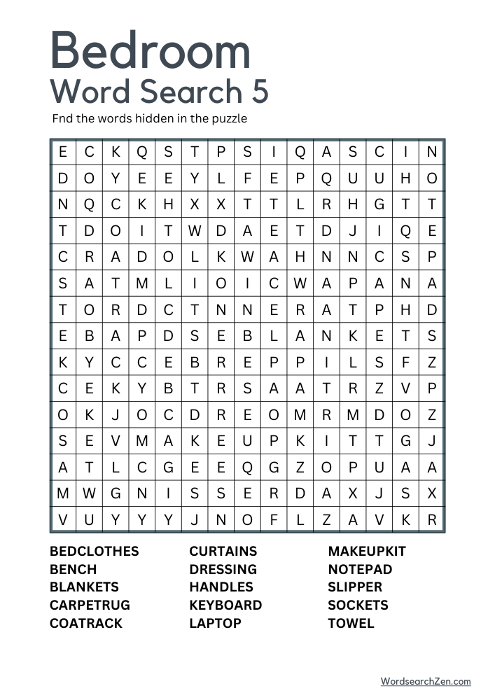 Bedroom Word Search 5