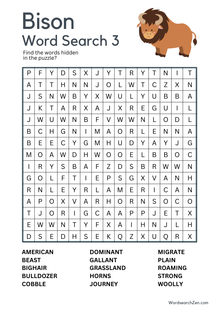 Bison Word Search 3
