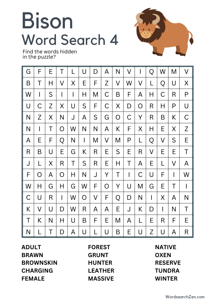 Bison Word Search 4