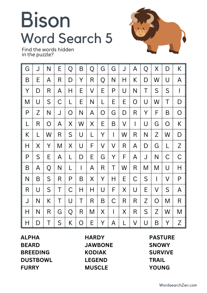 Bison Word Search 5