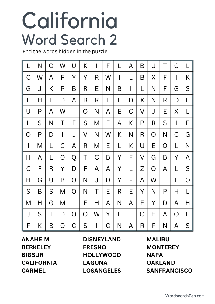 California Word Search 2