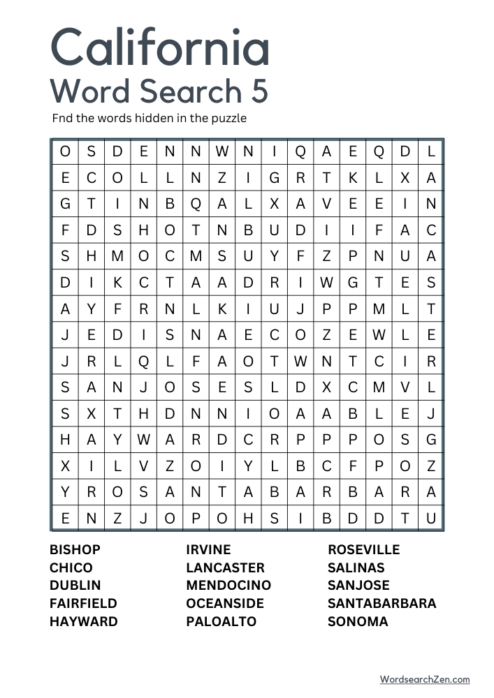 California Word Search 5