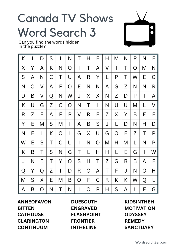 canada-tv-shows-word-search-3 Canada TV Shows Word Search 3
