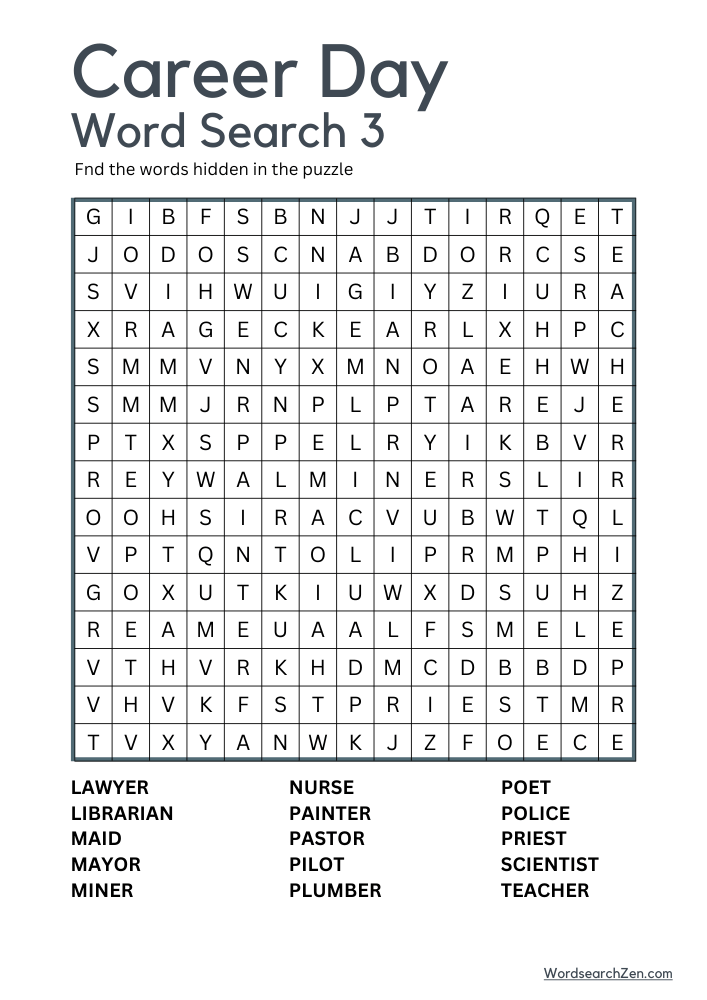 Career Day Word Search 3