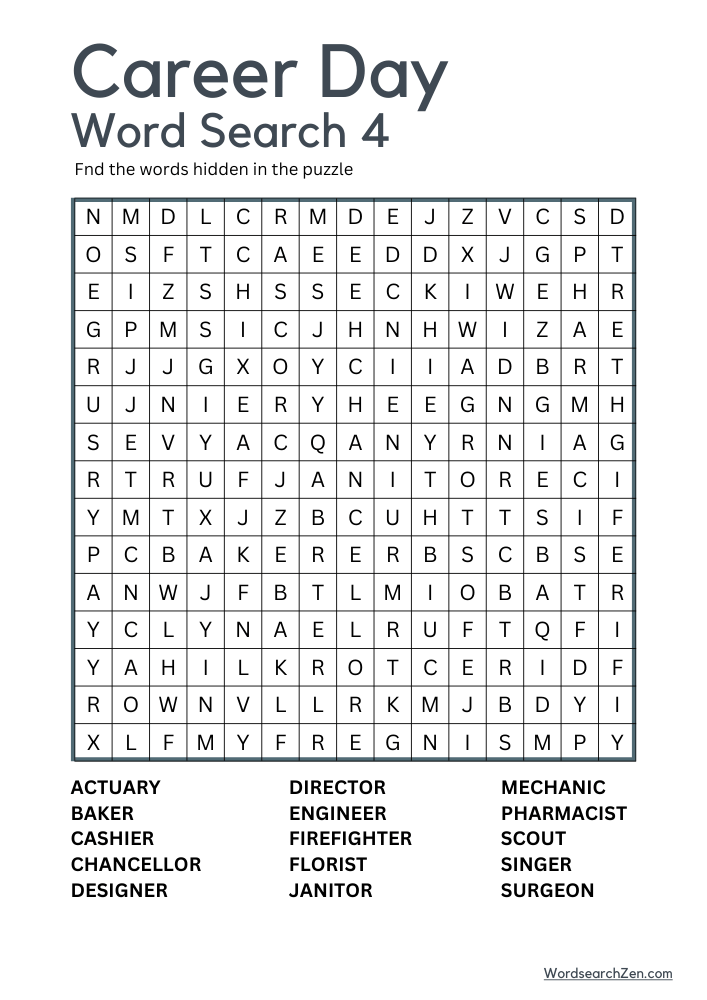 Career Day Word Search 4