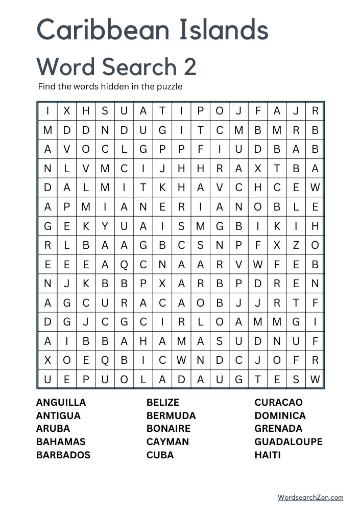 caribbean-islands-word-search-2 Caribbean Islands Word Search 2