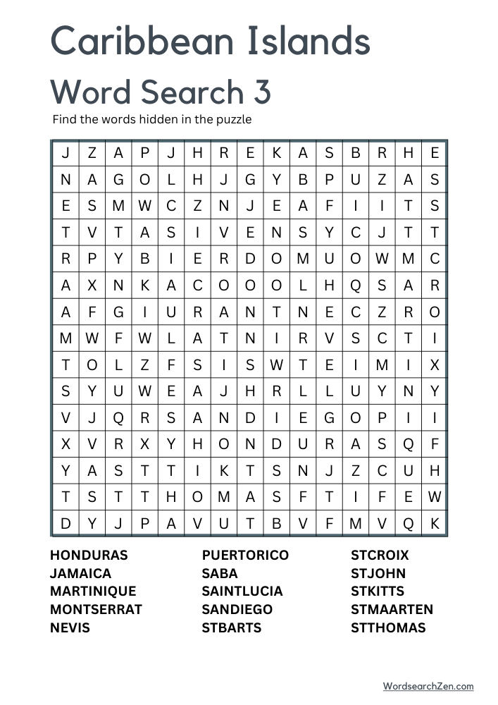 caribbean-islands-word-search-3 Caribbean Islands Word Search 3