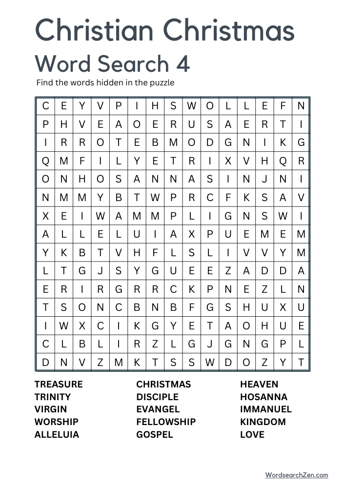 Christian Christmas Word Search 4
