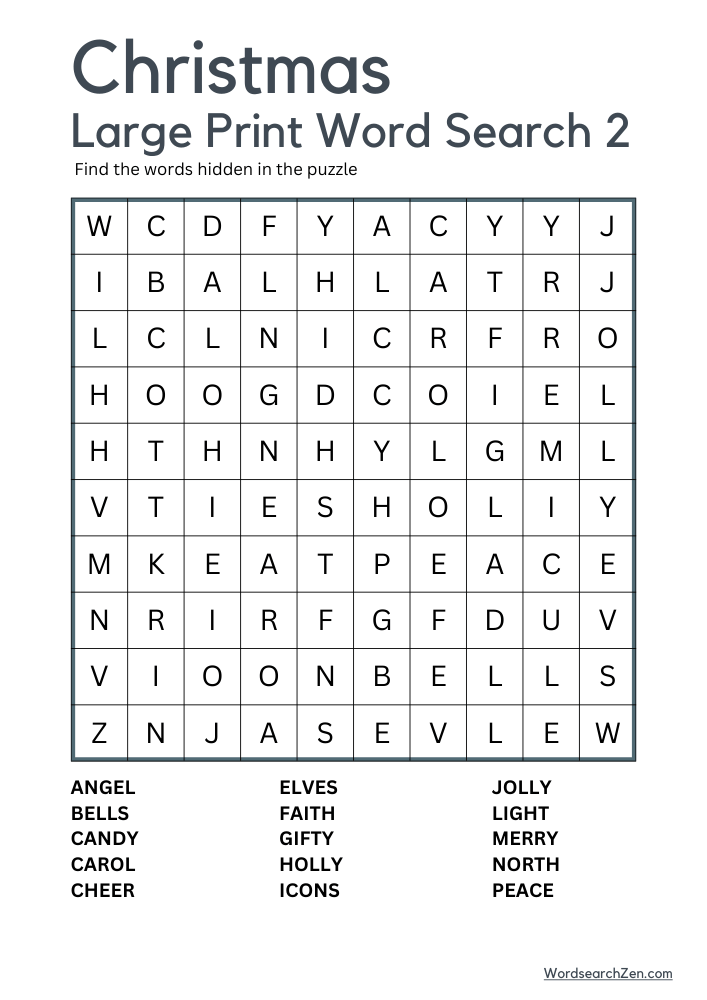Christmas Large Print Word Search 2