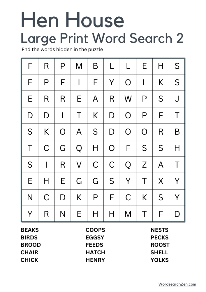 Hen House Large Print Word Search 2