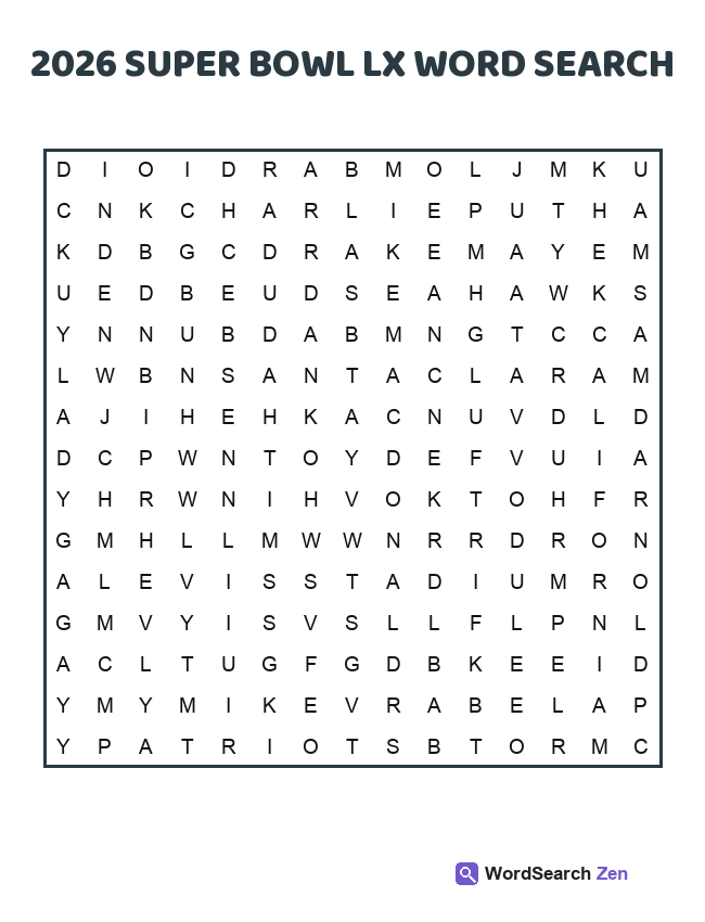 2026 Super Bowl LX Word Search