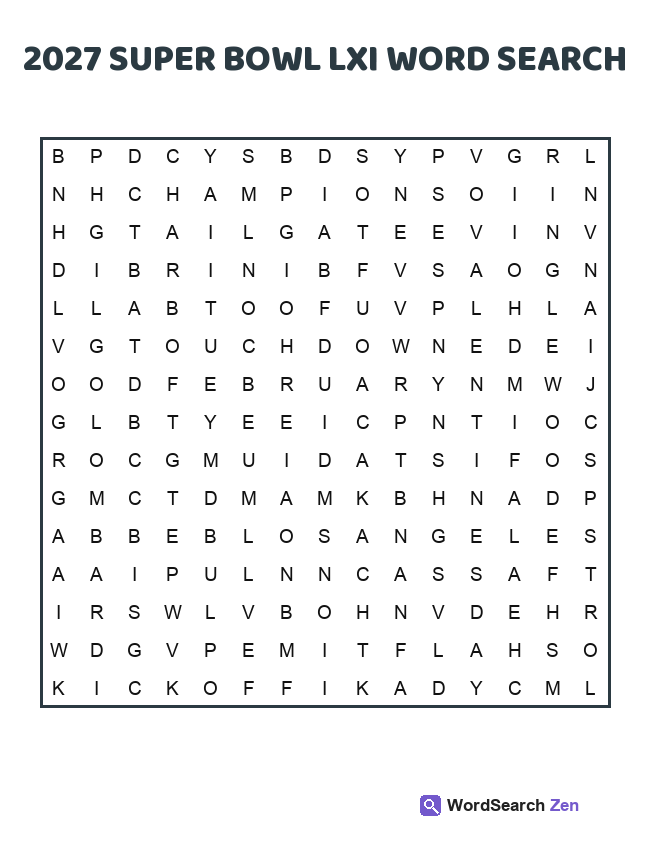 2027 Super Bowl LXI Word Search