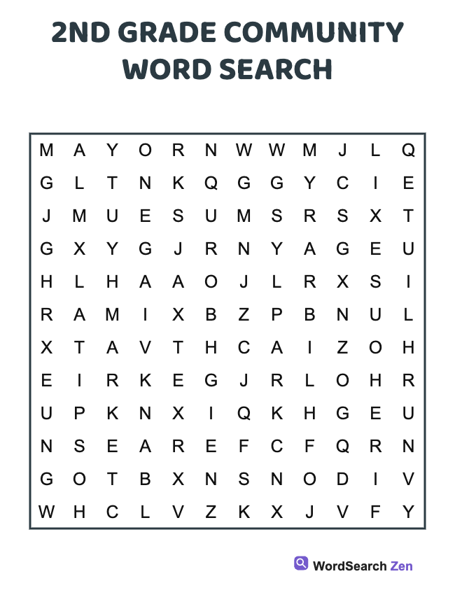 2nd Grade Community Word Search