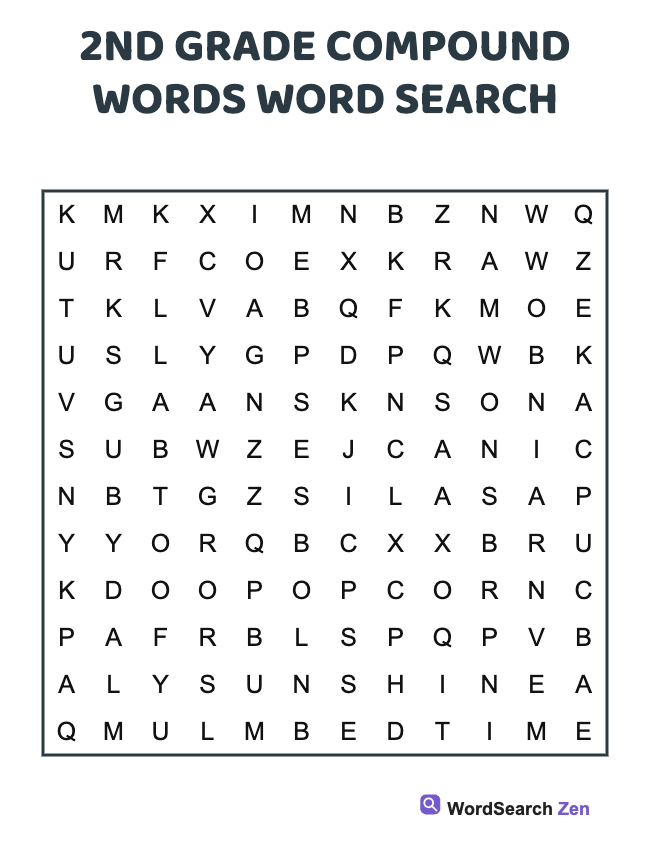 2nd Grade Compound Word Search